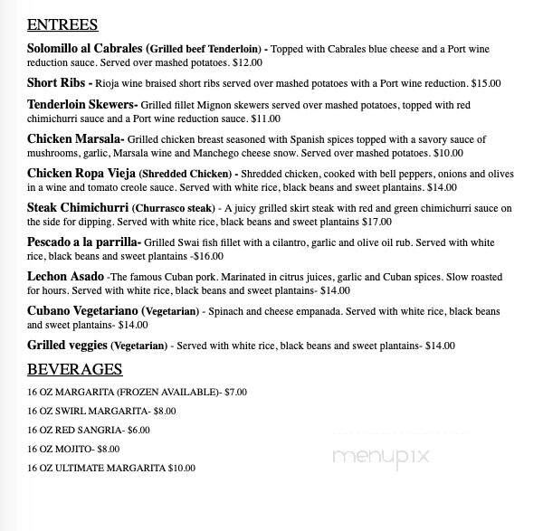 Mojito Tapas Restaurant - Louisville, KY menu_pic