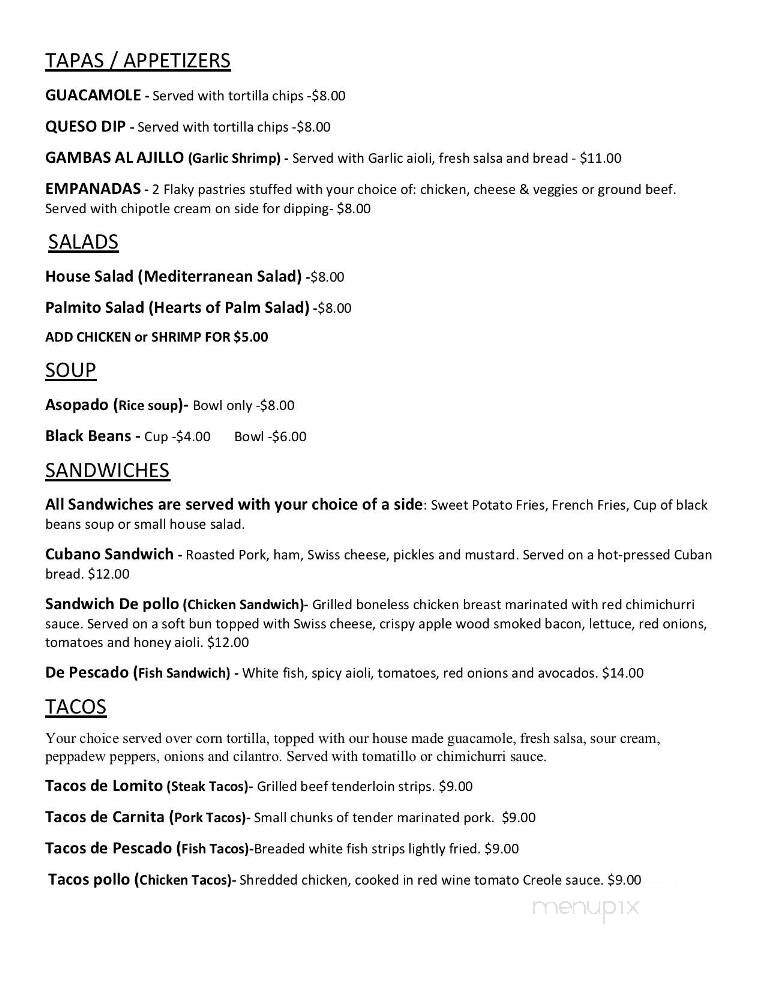 Mojito Tapas Restaurant - Louisville, KY menu_pic