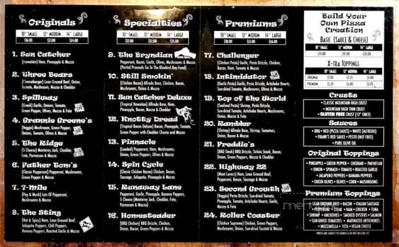 Mountain High Pizza - Sun Peaks, BC menu_pic