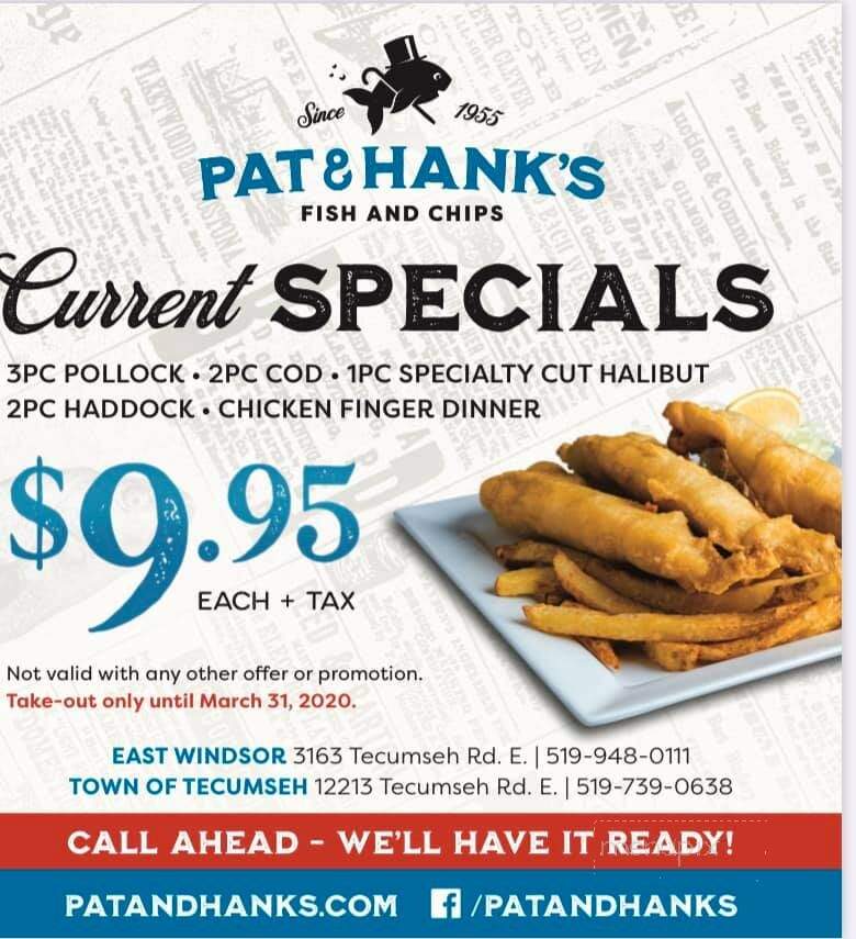 Pat & Hank's Fish & Chips - Windsor, ON menu_pic