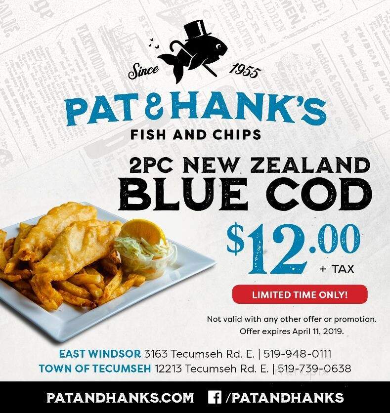 Pat & Hank's Fish & Chips - Windsor, ON menu_pic