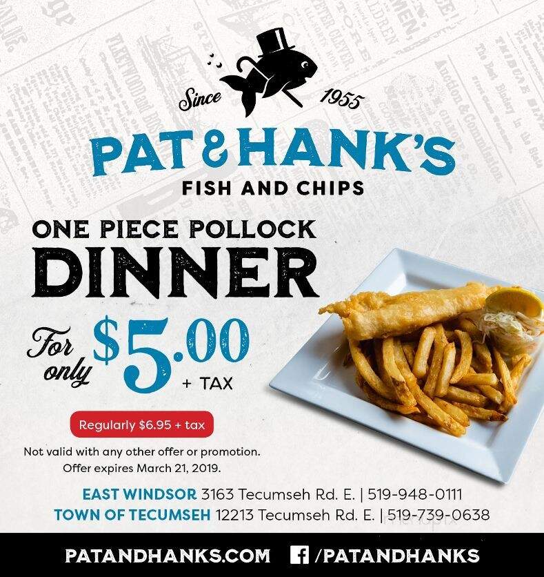 Pat & Hank's Fish & Chips - Windsor, ON menu_pic