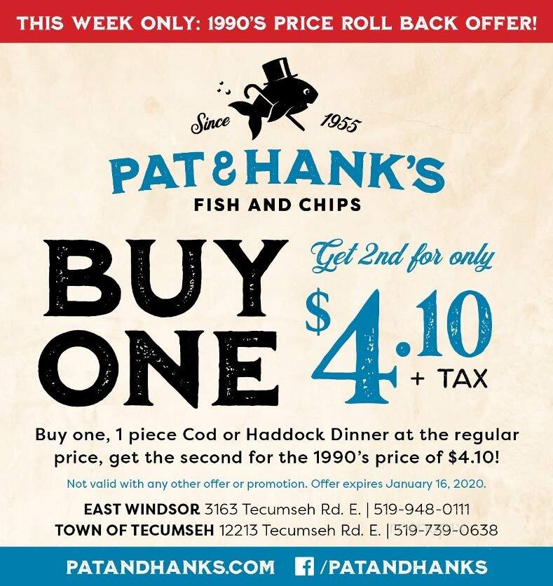 Pat & Hank's Fish & Chips - Windsor, ON menu_pic