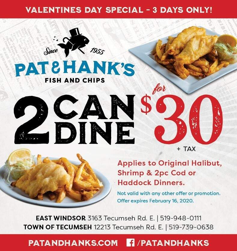 Pat & Hank's Fish & Chips - Windsor, ON menu_pic