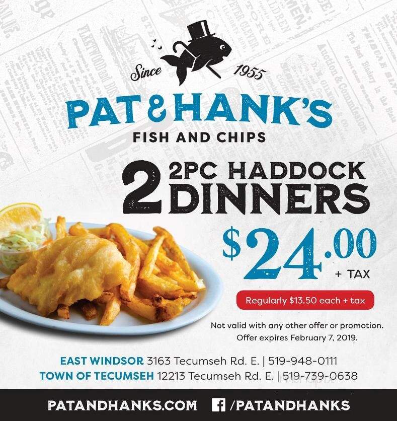 Pat & Hank's Fish & Chips - Windsor, ON menu_pic