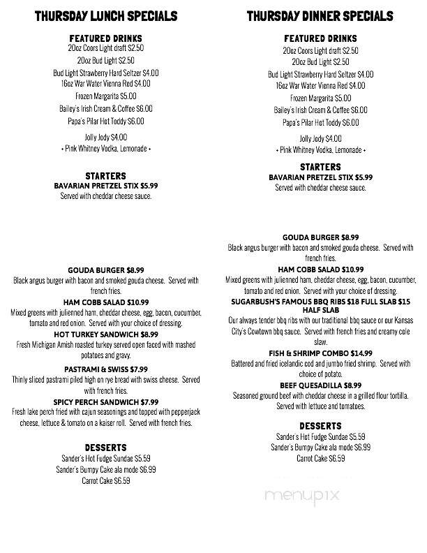 Sugarbush Tavern - Chesterfield, MI menu_pic