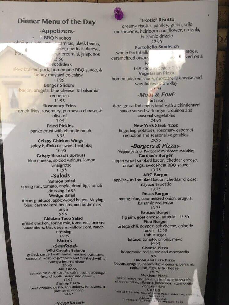 The Cambria Pub and Steakhouse - Cambria, CA menu_pic