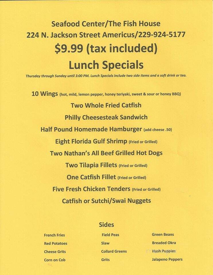Seafood Center - Americus, GA menu_pic