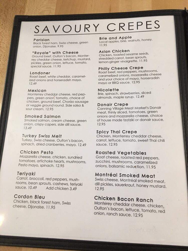 Naked Crepe - Wolfville, NS menu_pic