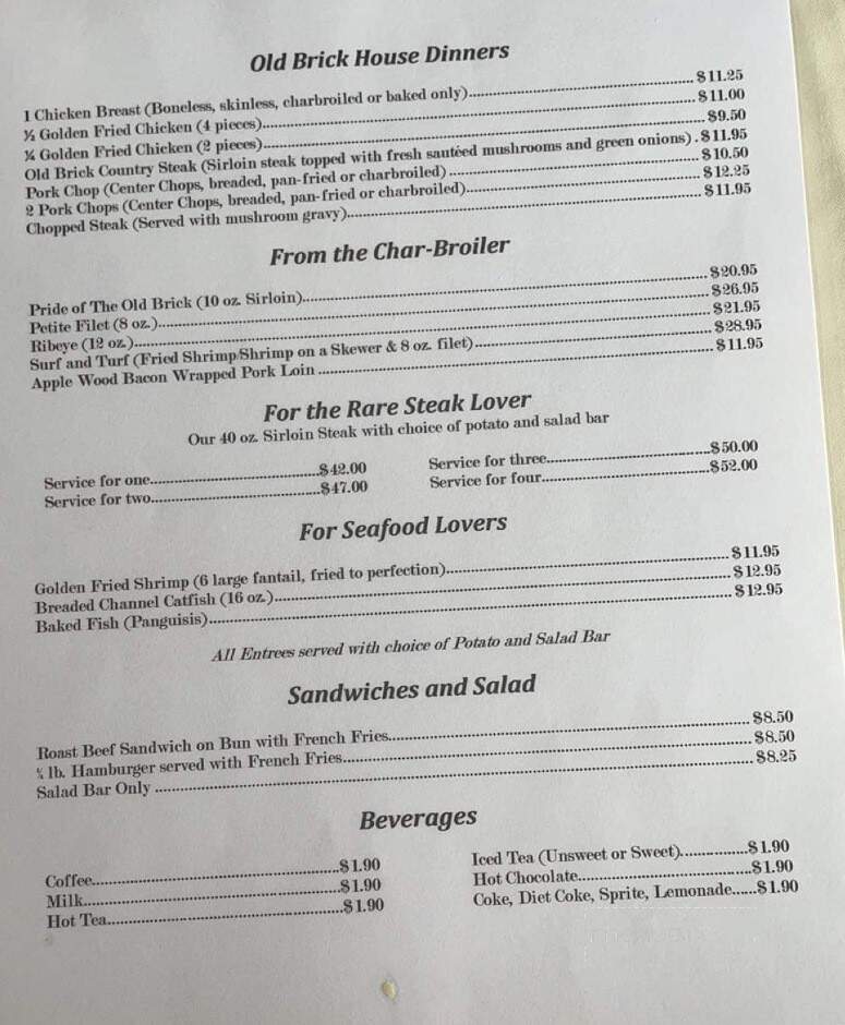 Old Brick House - Sainte Genevieve, MO menu_pic