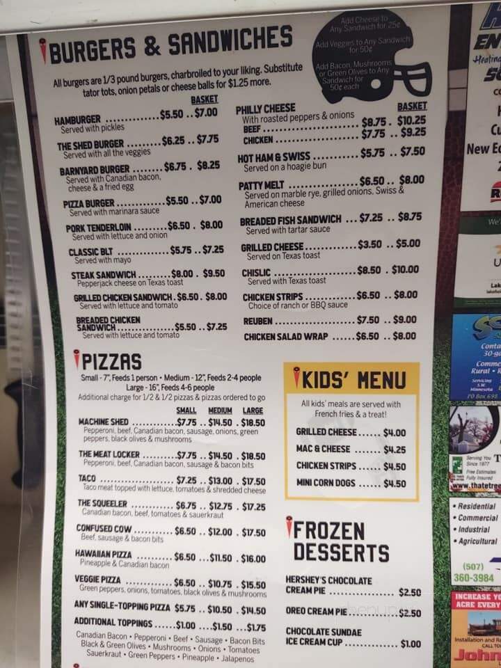 The Shed - Lakefield, MN menu_pic