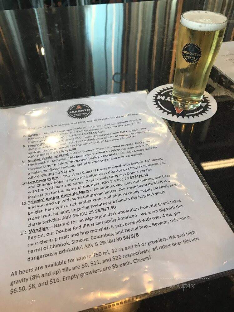 Akronym Brewing - Akron, OH menu_pic