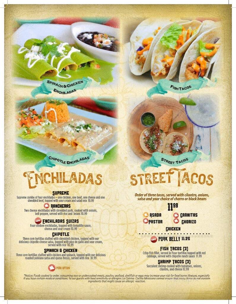 La Catrina Cocina Mexicana - Marquette, MI menu_pic