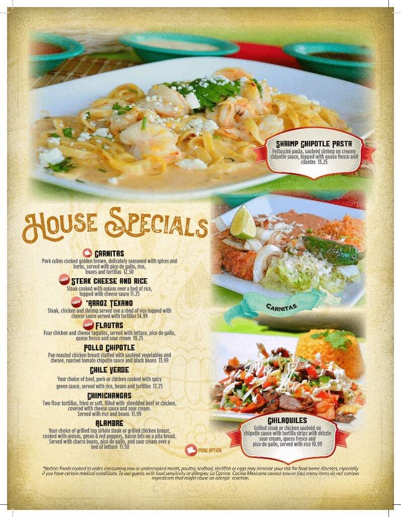 La Catrina Cocina Mexicana - Marquette, MI menu_pic