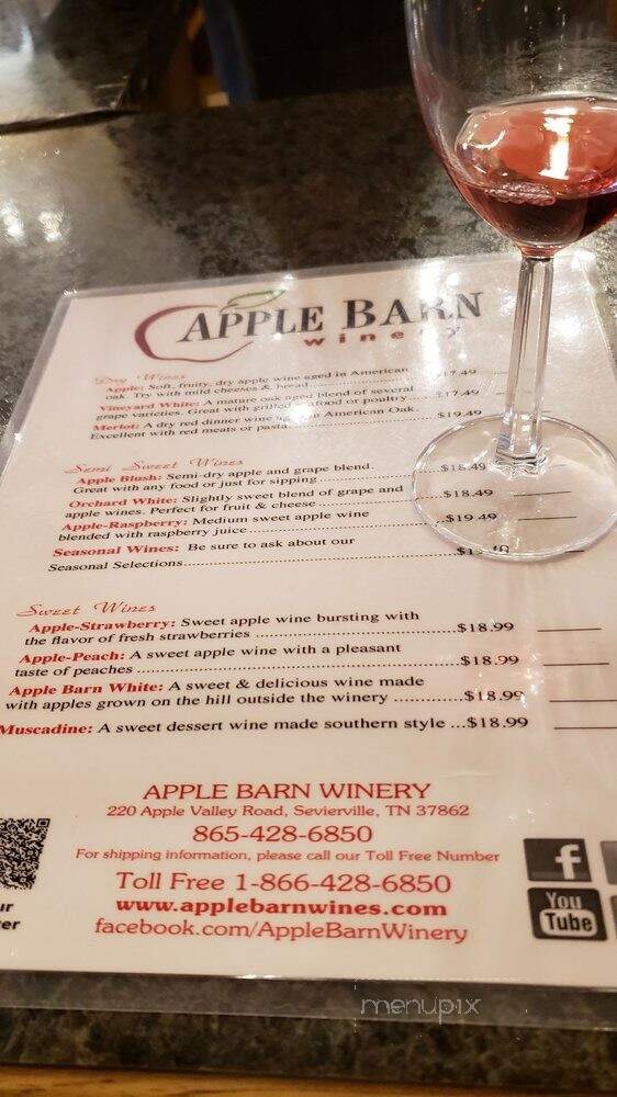 Apple Barn Cider Mill & General Store - Sevierville, TN menu_pic