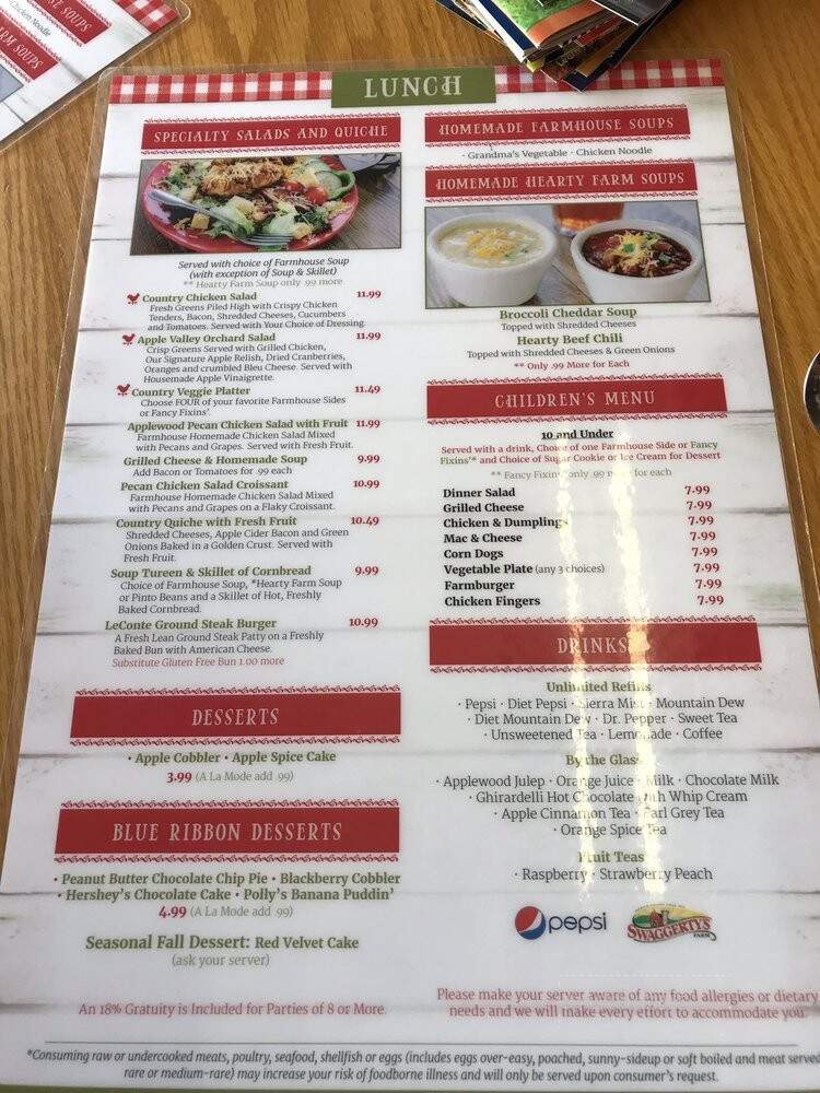 Apple Barn Cider Mill & General Store - Sevierville, TN menu_pic