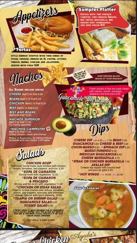 Ayala's Grill - Spring City, TN menu_pic