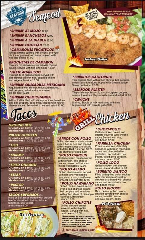 Ayala's Grill - Spring City, TN menu_pic