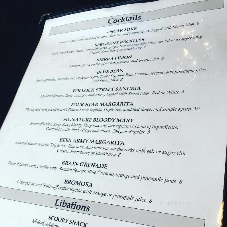 Beer Army Burger Company - New Bern, NC menu_pic
