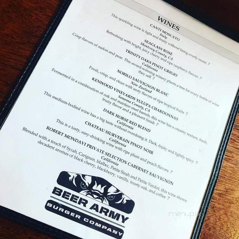 Beer Army Burger Company - New Bern, NC menu_pic
