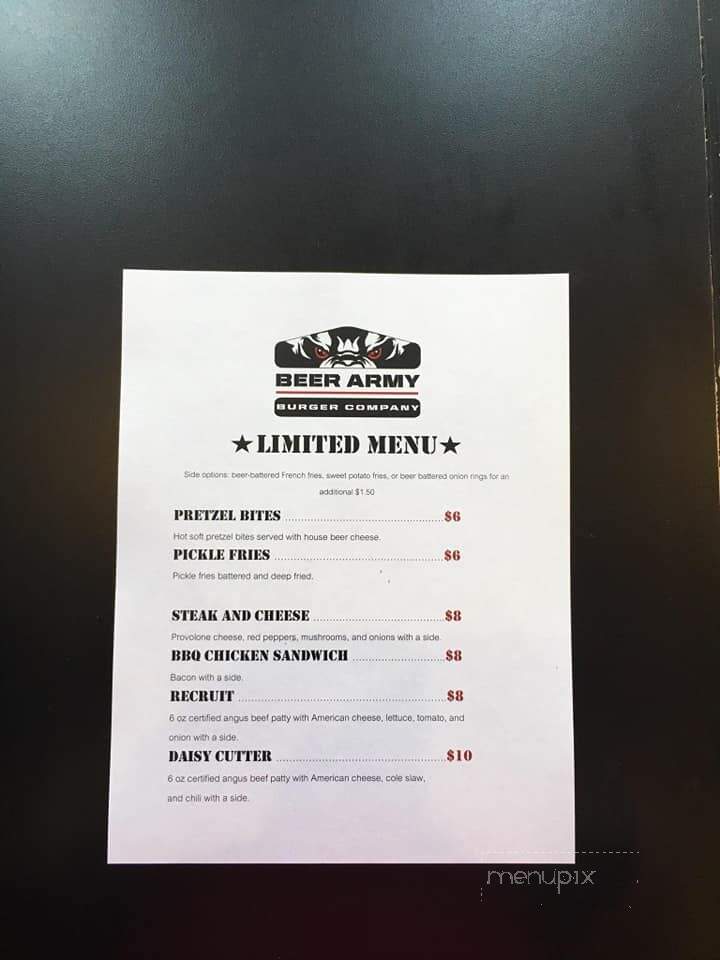 Beer Army Burger Company - New Bern, NC menu_pic