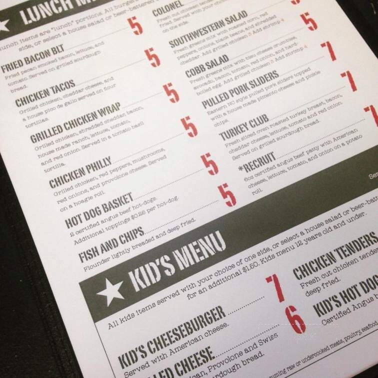 Beer Army Burger Company - New Bern, NC menu_pic