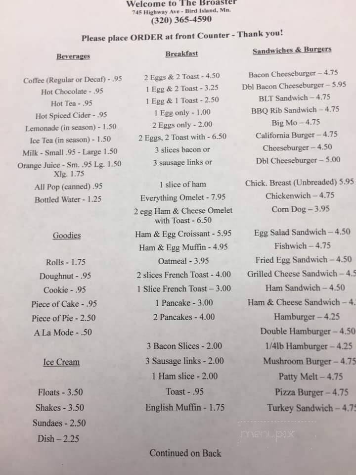 Broaster - Bird Island, MN menu_pic