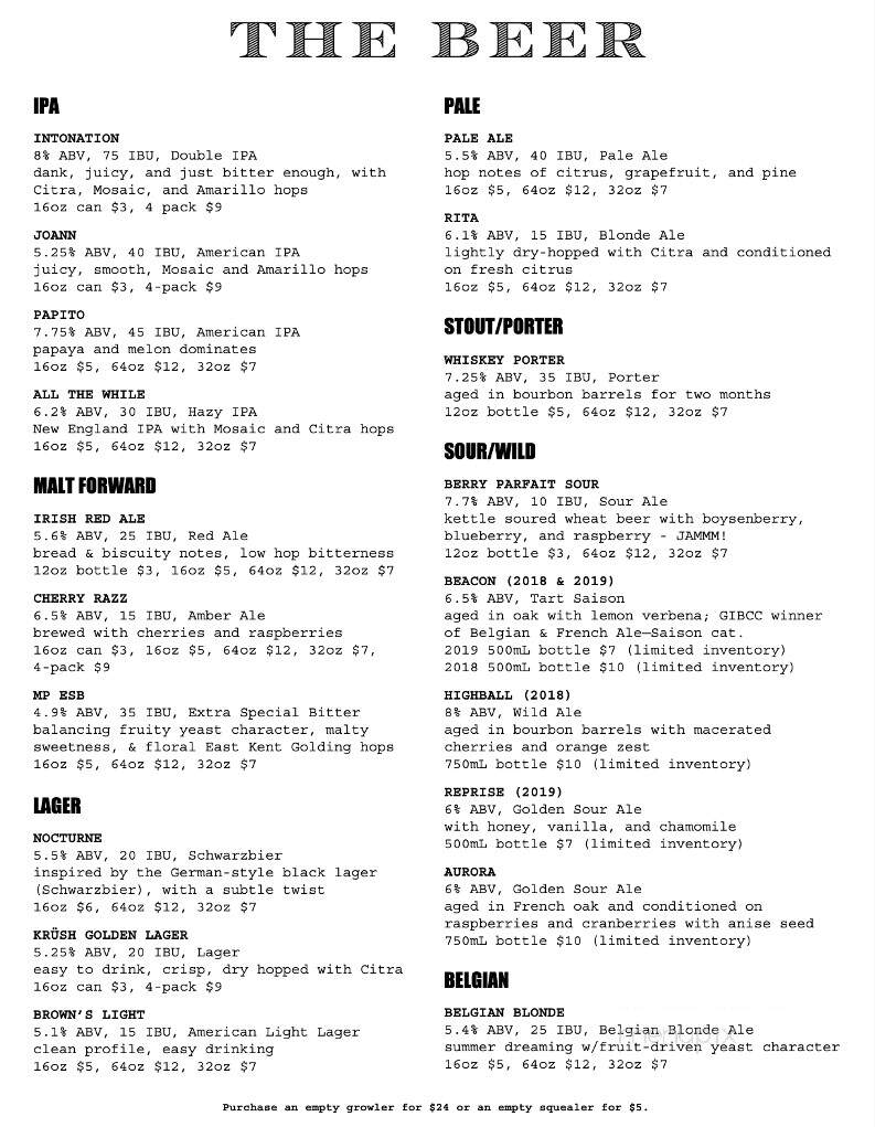 Brown's Brewing Co - Troy, NY menu_pic