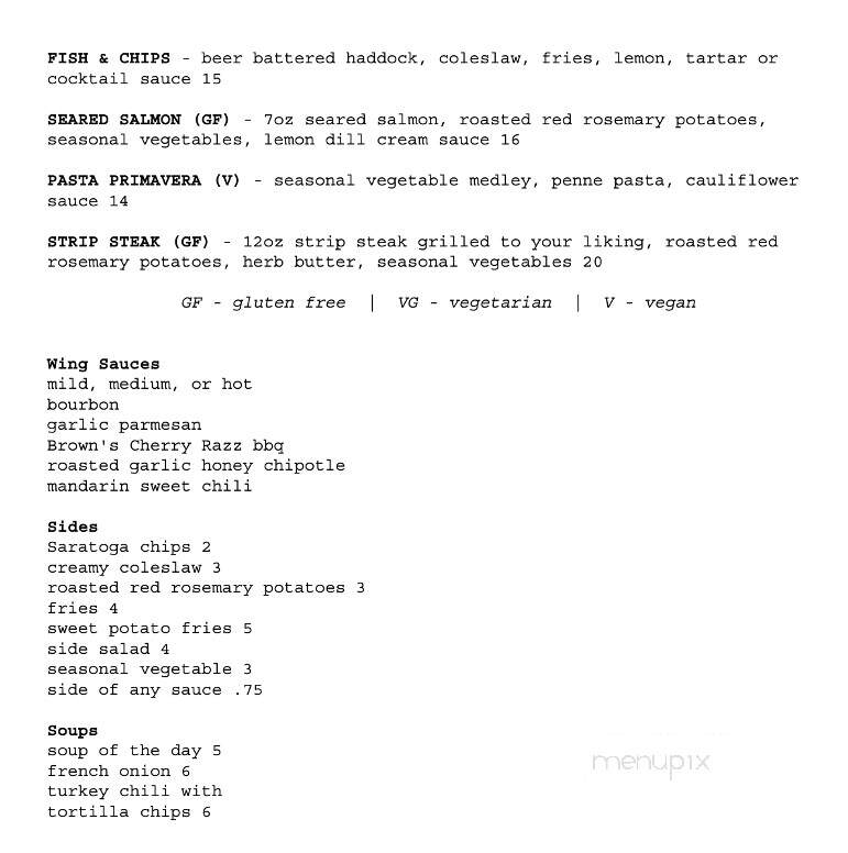 Brown's Brewing Co - Troy, NY menu_pic