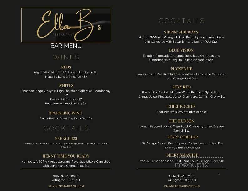 Ella B's - Arlington, TX menu_pic