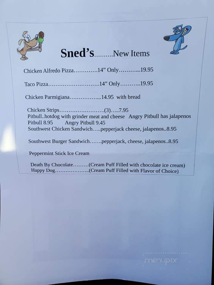 Sned's Raceway Cafe - Newton, IA menu_pic