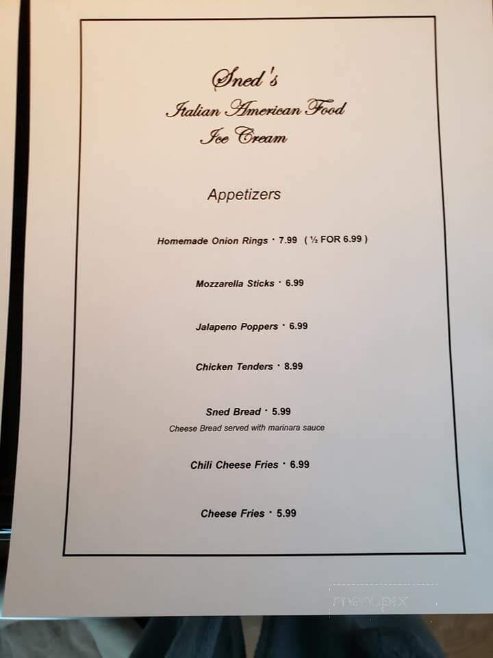 Sned's Raceway Cafe - Newton, IA menu_pic
