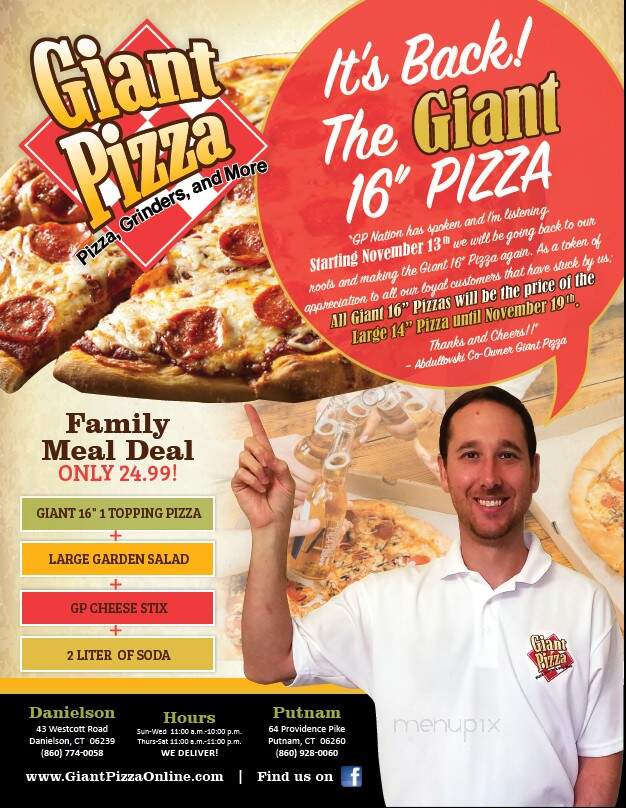 Giant Pizza of Putnam - Putnam, CT menu_pic