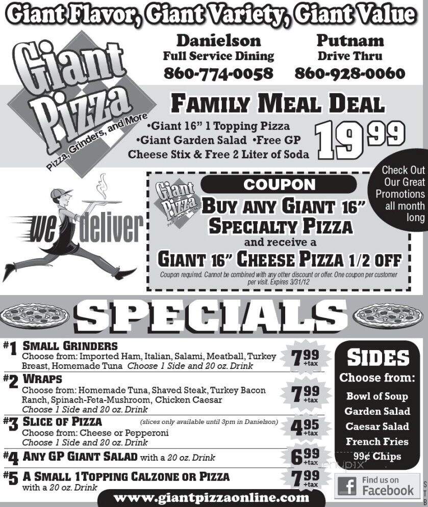 Giant Pizza of Putnam - Putnam, CT menu_pic
