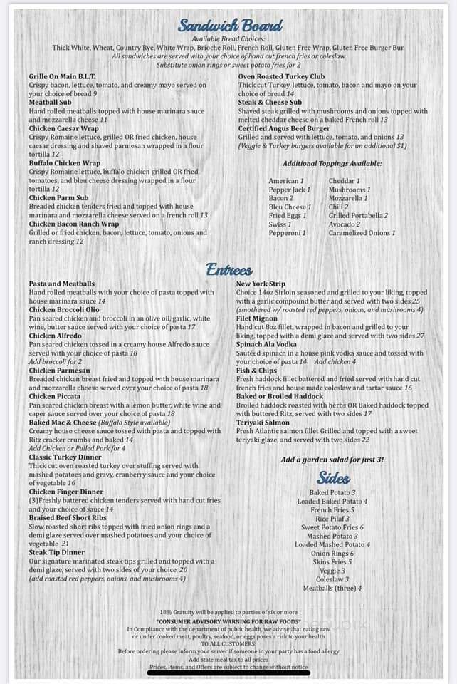 Grille on Main - Douglas, MA menu_pic