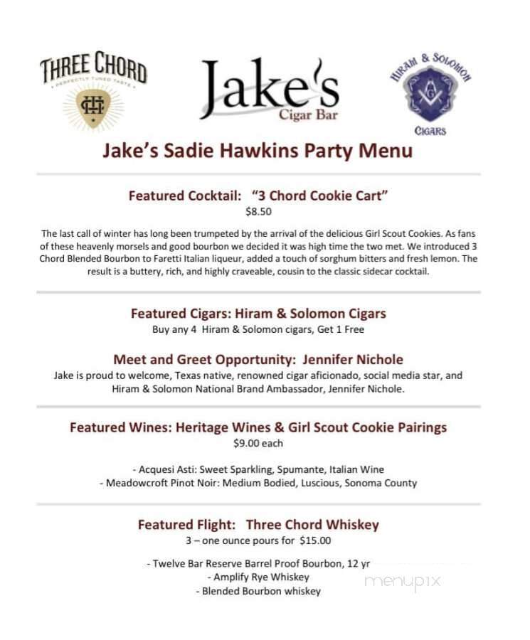 Jake's Cigar Bar & Lounge - Nicholasville, KY menu_pic