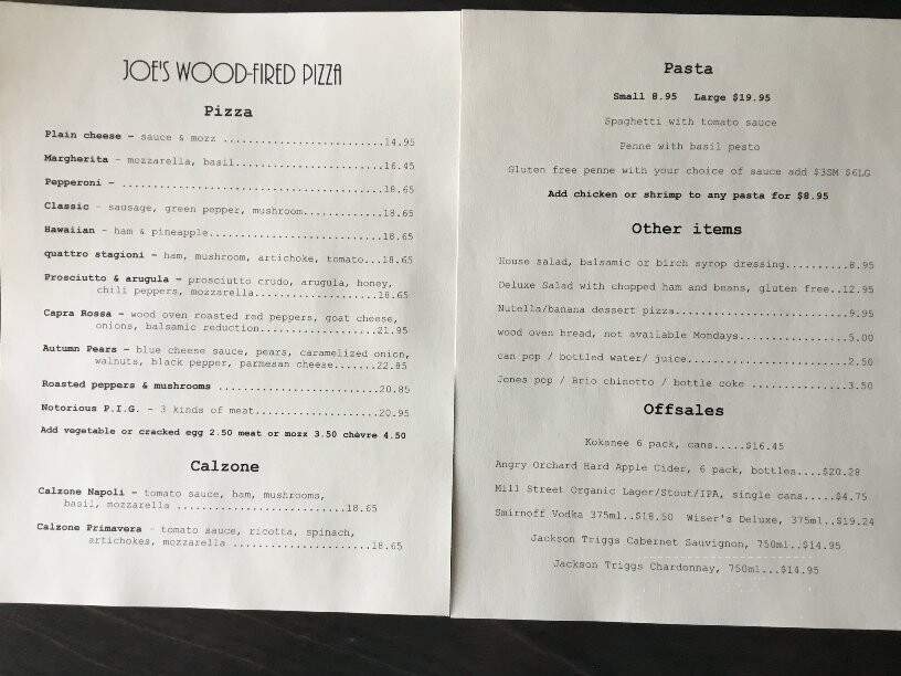 Joe's Wood Fired Pizza - Langley, WA menu_pic