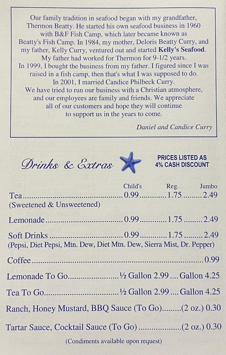 Kelly's Seafood - Shelby, NC menu_pic