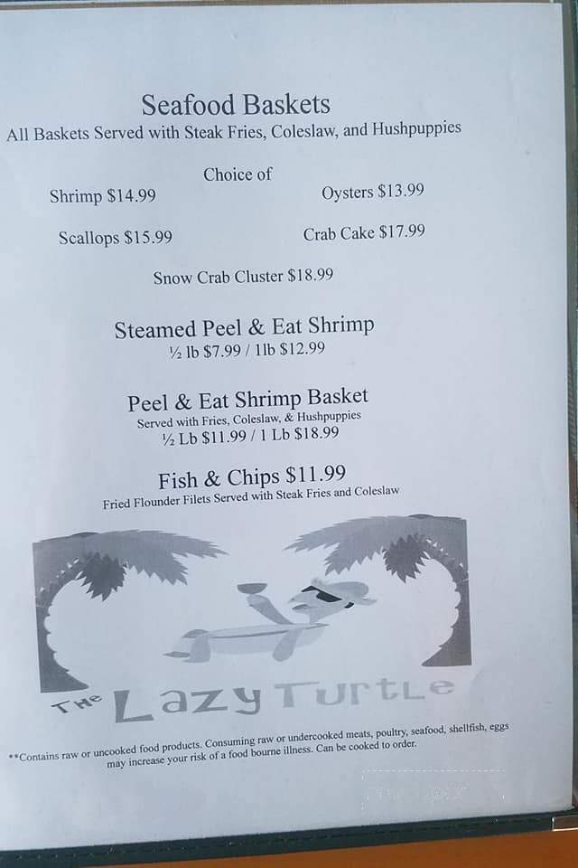 Lazy Turtle Bar & Grill - Oak Island, NC menu_pic