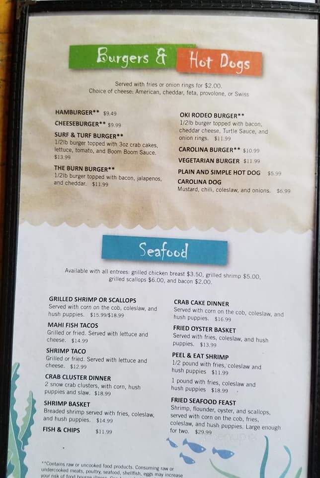 Lazy Turtle Bar & Grill - Oak Island, NC menu_pic
