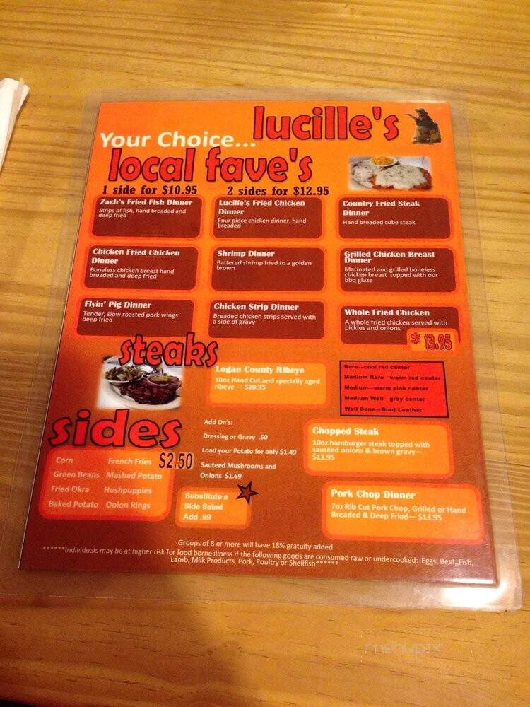 Lucille's Restaurant & Bar - Mulhall, OK menu_pic
