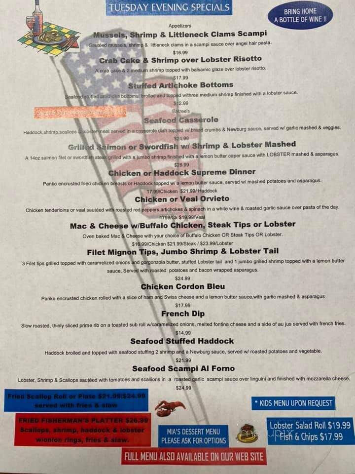 Mia Regazza - Abington, MA menu_pic