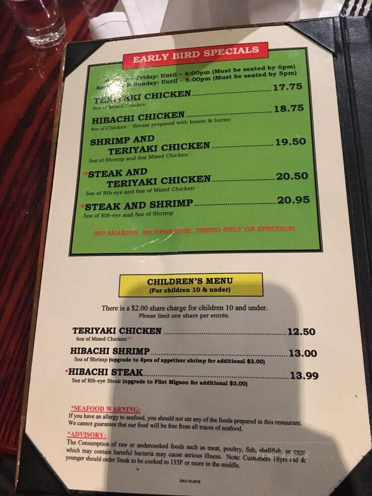 Miyabi by Kyoto - Savannah, GA menu_pic