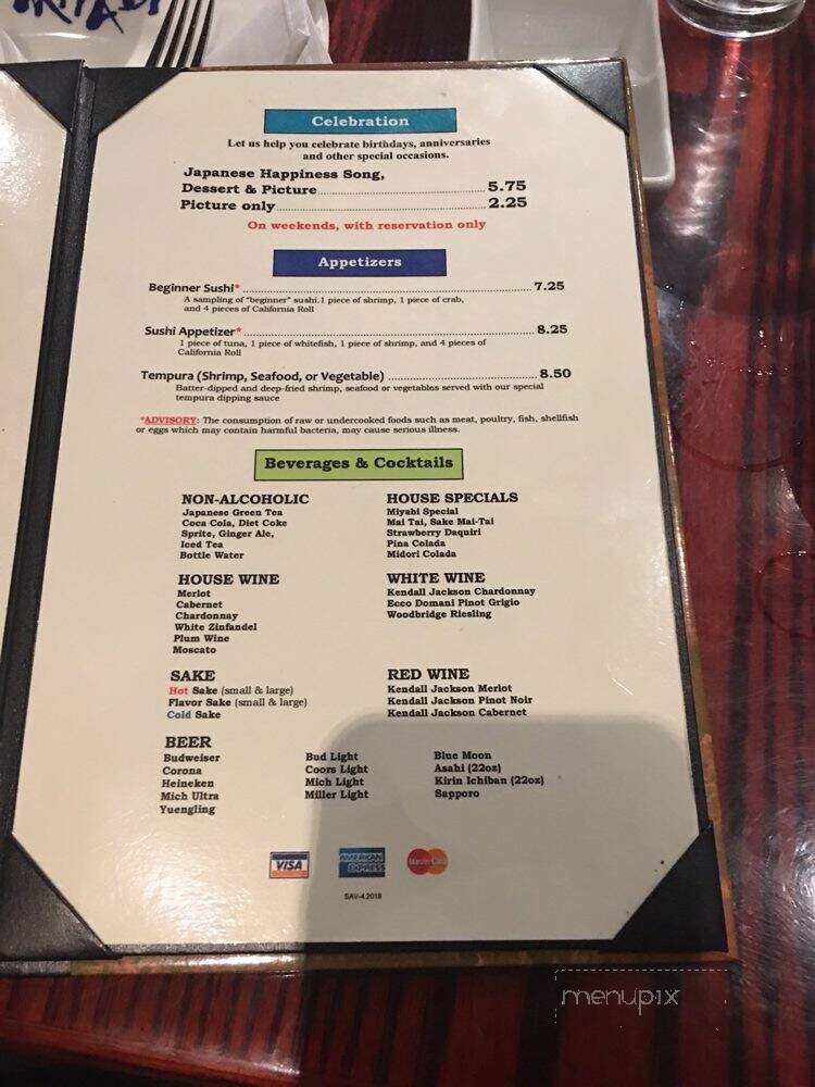 Miyabi by Kyoto - Savannah, GA menu_pic