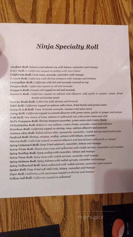 Ninja Sushi - Walnut, CA menu_pic