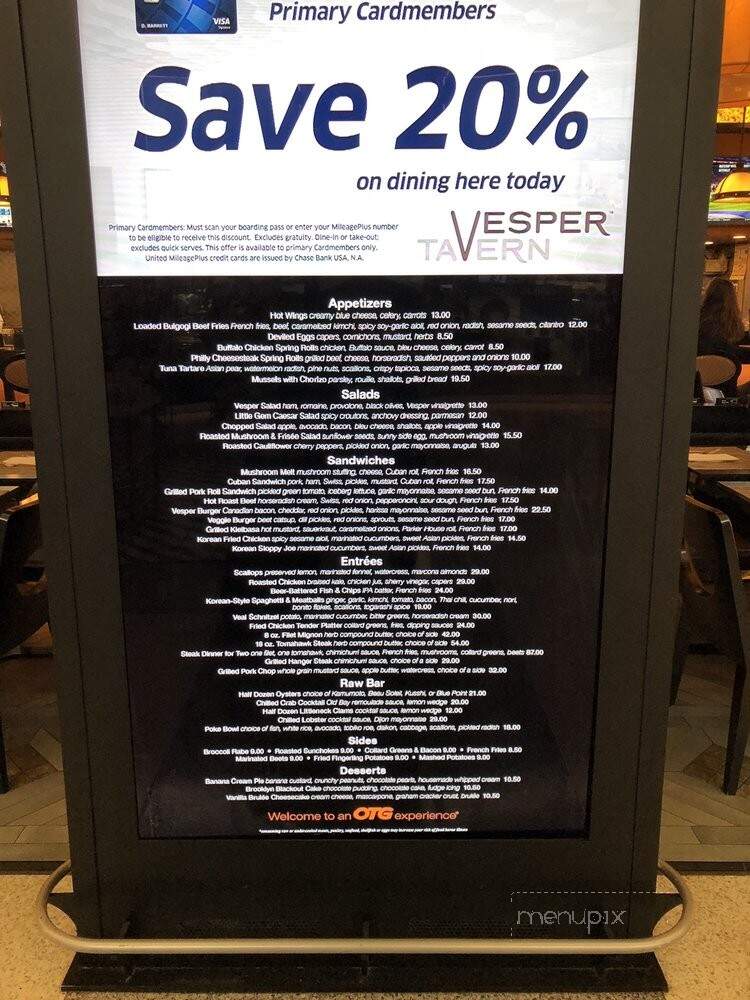 Vesper Tavern - Newark, NJ menu_pic