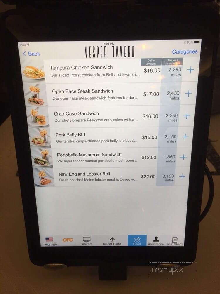 Vesper Tavern - Newark, NJ menu_pic