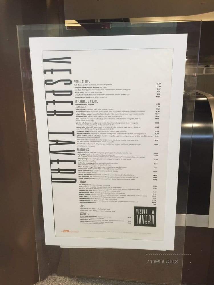 Vesper Tavern - Newark, NJ menu_pic