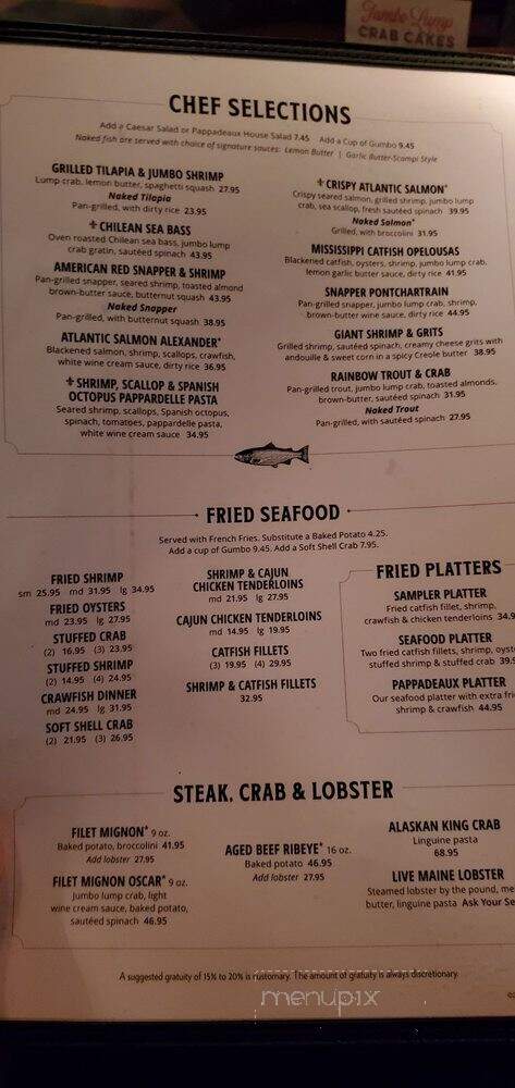 Pappadeaux Seafood Kitchen - Phoenix, AZ menu_pic