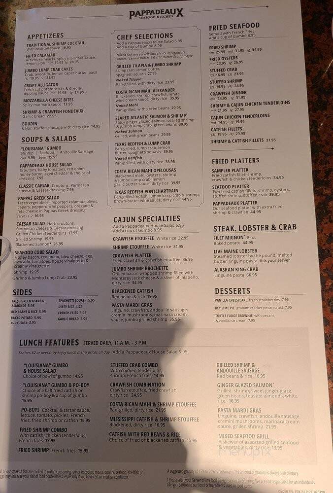 Pappadeaux Seafood Kitchen - Phoenix, AZ menu_pic
